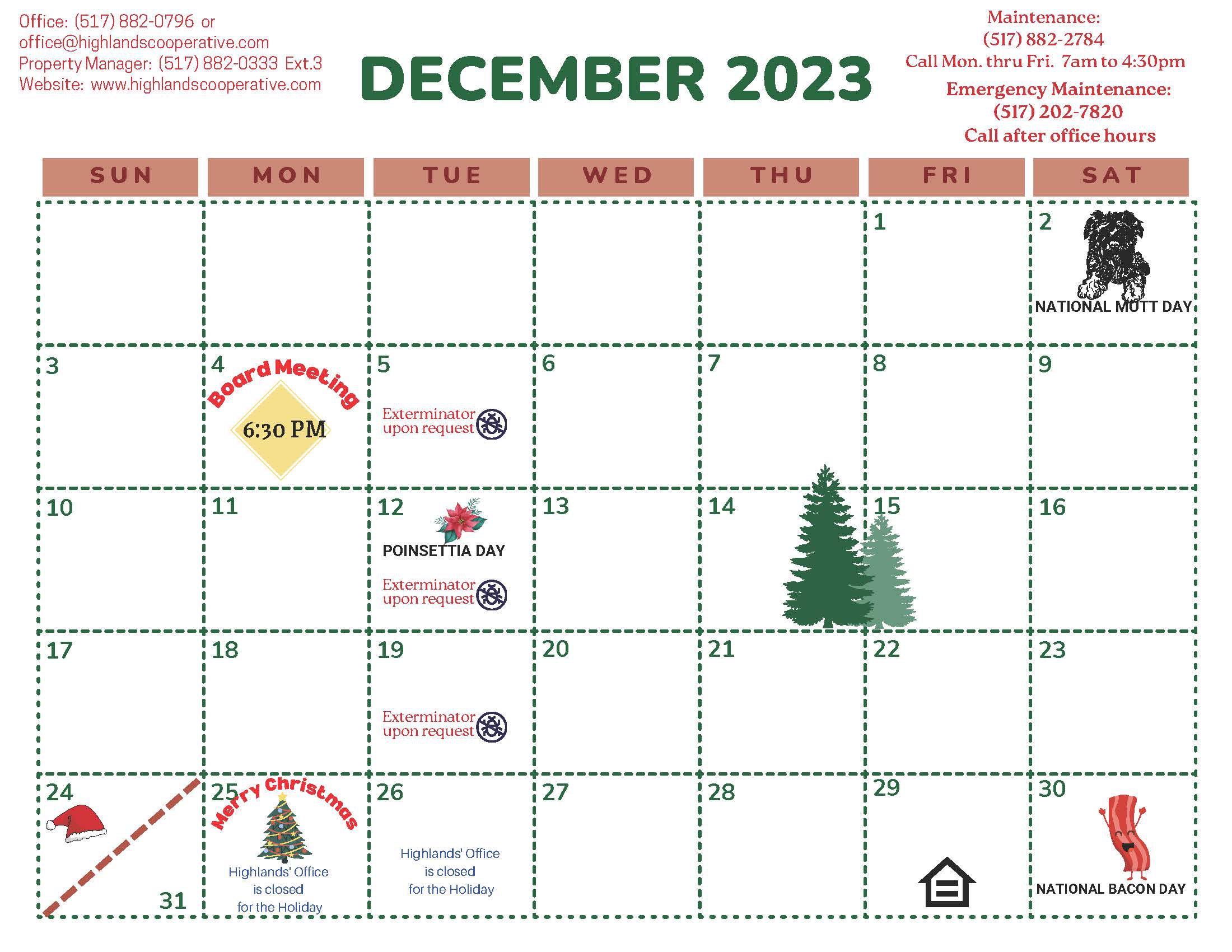 December 2023 Calendar.