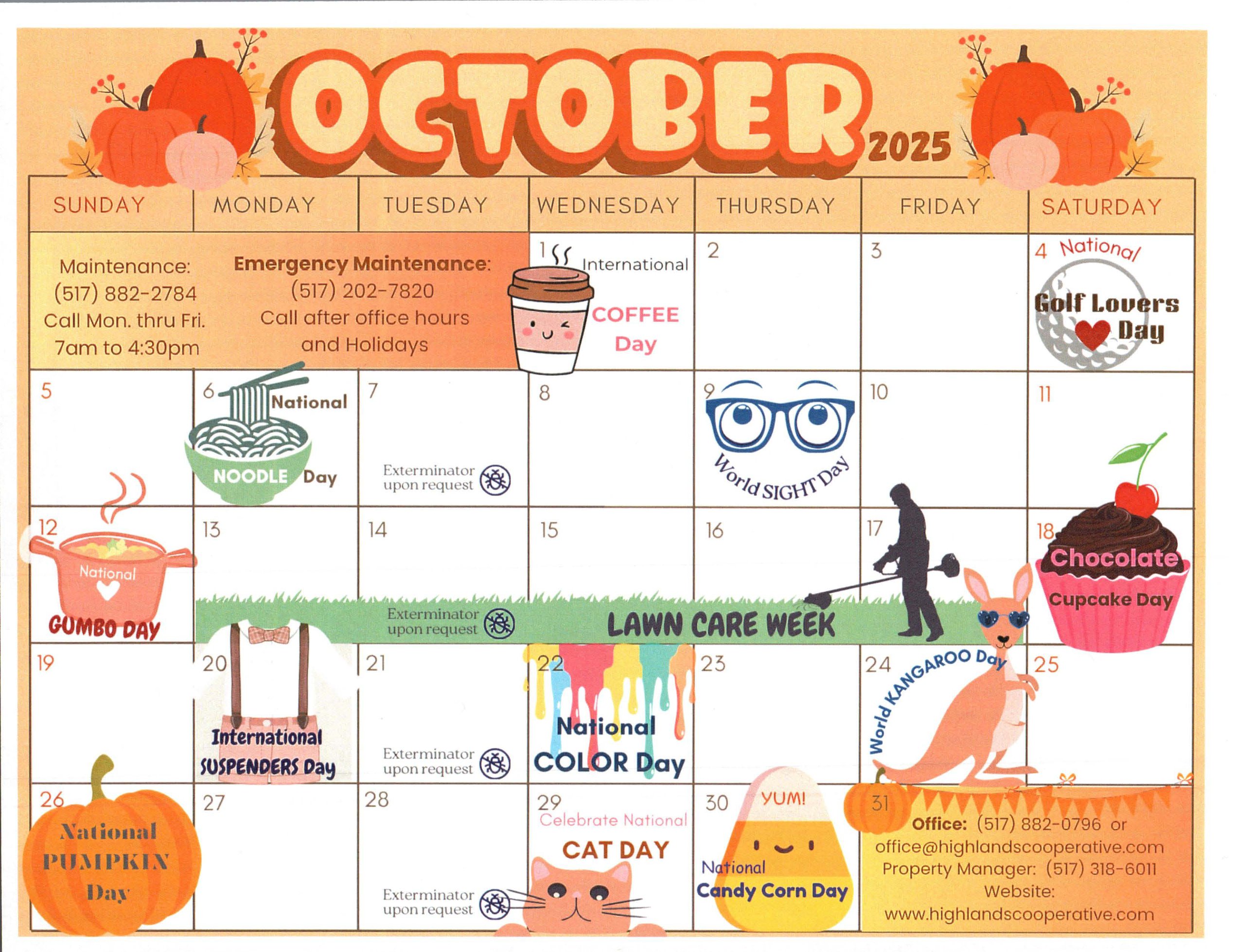 October Calendar 2025